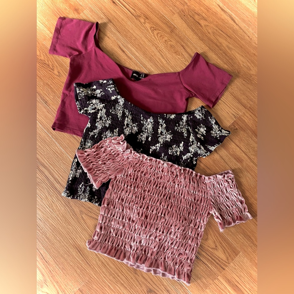 Lot of 3 - Sweetheart & Off Shoulder Crop Tops sz Various